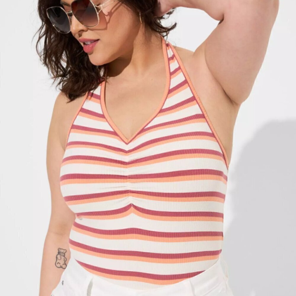 Torrid Everyday Rib V-Neck Halter Tank 2x new